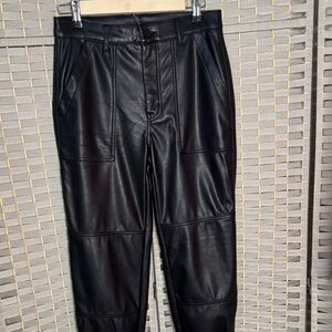 Women's Black Leather Joggers